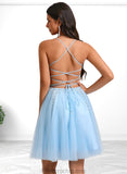 Brianna A-line Scoop Short Tulle Sequin Homecoming Dress With Sequins Beading STAP0025706