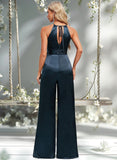 Winnie Jumpsuit/Pantsuit Halter Floor-Length Stretch Satin Bridesmaid Dress STAP0025805