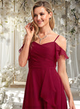 Olga A-line Cold Shoulder Floor-Length Chiffon Bridesmaid Dress With Ruffle STAP0025755