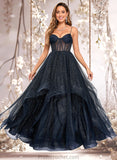 Viviana Ball-Gown/Princess V-Neck Floor-Length Tulle Prom Dresses STAP0025863