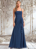 Jill A-line Square Floor-Length Chiffon Bridesmaid Dress With Ruffle STAP0025732