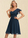 Alejandra A-line One Shoulder Knee-Length Chiffon Homecoming Dress With Ruffle STAP0025722