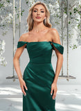 Diana Sheath/Column Off the Shoulder Floor-Length Satin Bridesmaid Dress STAP0025815