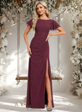 Janiya A-line Boat Neck Floor-Length Chiffon Bridesmaid Dress With Ruffle STAP0025827