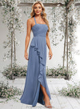 Elsa A-line Halter Floor-Length Chiffon Bridesmaid Dress STAP0025799