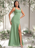 Adriana A-line Square Floor-Length Chiffon Bridesmaid Dress With Bow STAP0025740