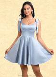 Jean A-line Sweetheart Short Satin Homecoming Dress With Bow STAP0025678