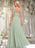 Alexandra A-line Square Floor-Length Chiffon Prom Dresses With Bow STAP0025876