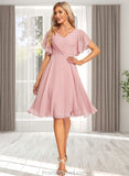 Jode A-line V-Neck Knee-Length Chiffon Homecoming Dress STAP0025702