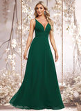 Molly A-line V-Neck Floor-Length Chiffon Bridesmaid Dress STAP0025813