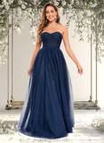 Theresa Ball-Gown/Princess Sweetheart Sweep Train Tulle Prom Dresses With Beading Sequins STAP0025848