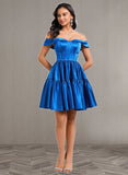 Emilie Ball-Gown/Princess Off the Shoulder Short Satin Homecoming Dress STAP0025680