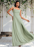 Fatima A-line Cowl Floor-Length Chiffon Bridesmaid Dress With Bow STAP0025738