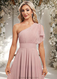 Alexa A-line One Shoulder Asymmetrical Chiffon Bridesmaid Dress With Ruffle STAP0025819