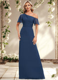 Lily A-line Asymmetrical Floor-Length Chiffon Bridesmaid Dress With Ruffle STAP0025801