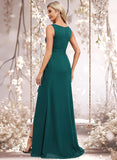 Jocelynn A-line Scoop Floor-Length Chiffon Bridesmaid Dress With Ruffle STAP0025814