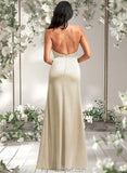 Marissa A-line Halter Floor-Length Stretch Satin Bridesmaid Dress STAP0025761