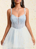 Kayla Ball-Gown/Princess Scoop Short Tulle Homecoming Dress With Appliques Lace STAP0025659