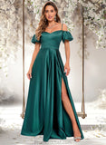 Madyson A-line Off the Shoulder Sweetheart Floor-Length Satin Prom Dresses STAP0025852