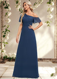 Lily A-line Asymmetrical Floor-Length Chiffon Bridesmaid Dress With Ruffle STAP0025801