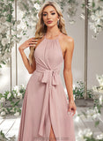 Logan A-line Halter Floor-Length Chiffon Bridesmaid Dress STAP0025821