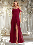 Olga A-line Cold Shoulder Floor-Length Chiffon Bridesmaid Dress With Ruffle STAP0025755