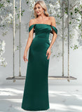 Diana Sheath/Column Off the Shoulder Floor-Length Satin Bridesmaid Dress STAP0025815