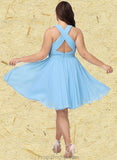 Kayden A-line V-Neck Knee-Length Chiffon Homecoming Dress With Ruffle STAP0025703