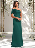 Khloe A-line Asymmetrical Off the Shoulder Floor-Length Satin Prom Dresses STAP0025884