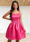 Leilani Ball-Gown/Princess Scoop Short Satin Homecoming Dress STAP0025714