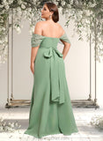 Kendall Trumpet/Mermaid Off the Shoulder V-Neck Floor-Length Chiffon Bridesmaid Dress STAP0025810