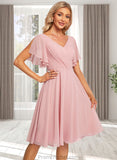 Jode A-line V-Neck Knee-Length Chiffon Homecoming Dress STAP0025702