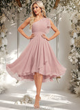 Alexa A-line One Shoulder Asymmetrical Chiffon Bridesmaid Dress With Ruffle STAP0025819