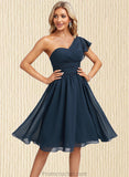 Alejandra A-line One Shoulder Knee-Length Chiffon Homecoming Dress With Ruffle STAP0025722