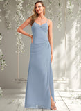 Sarah A-line V-Neck Floor-Length Chiffon Bridesmaid Dress STAP0025726