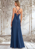 Jill A-line Square Floor-Length Chiffon Bridesmaid Dress With Ruffle STAP0025732