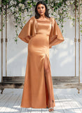 Andrea A-line Square Floor-Length Stretch Satin Bridesmaid Dress STAP0025765