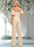 Hailie Jumpsuit/Pantsuit Off the Shoulder Square Floor-Length Chiffon Bridesmaid Dress STAP0025791