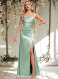 Lyla Trumpet/Mermaid Square Floor-Length Stretch Satin Bridesmaid Dress STAP0025784