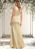 Kaylie A-line Cowl Floor-Length Stretch Satin Bridesmaid Dress STAP0025764