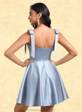 Jean A-line Sweetheart Short Satin Homecoming Dress With Bow STAP0025678