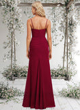 Luciana Trumpet/Mermaid V-Neck Floor-Length Chiffon Bridesmaid Dress STAP0025825