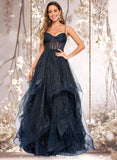 Viviana Ball-Gown/Princess V-Neck Floor-Length Tulle Prom Dresses STAP0025863