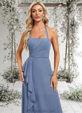 Elsa A-line Halter Floor-Length Chiffon Bridesmaid Dress STAP0025799