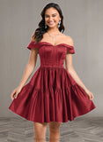 Emilie Ball-Gown/Princess Off the Shoulder Short Satin Homecoming Dress STAP0025680