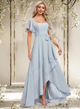 Sandy A-line Square Asymmetrical Chiffon Bridesmaid Dress STAP0025796