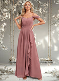 Alisson A-line Cold Shoulder Asymmetrical Chiffon Bridesmaid Dress STAP0025823