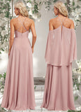 Logan A-line Halter Floor-Length Chiffon Bridesmaid Dress STAP0025821