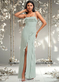 Gracie A-line Square Floor-Length Chiffon Bridesmaid Dress With Ruffle STAP0025735