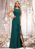 Jocelynn A-line Scoop Floor-Length Chiffon Bridesmaid Dress With Ruffle STAP0025814